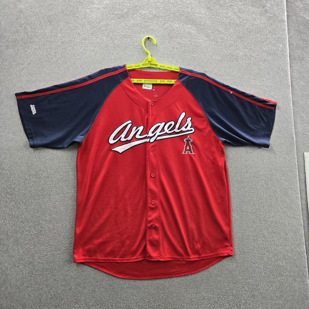 Los Angeles Angels Men XL Jersey Red Embroidered Stitches Colorblock Team Logo